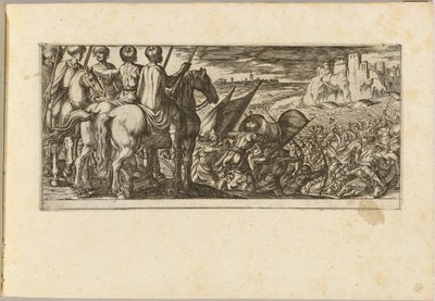 Scène de bataille avec cavalerie observant depuis une colline - Antonio Tempesta