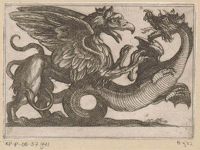 Dragon et griffon en combat - Antonio Tempesta