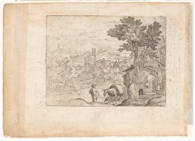 Paysage avec homme et âne - Antonio Tempesta