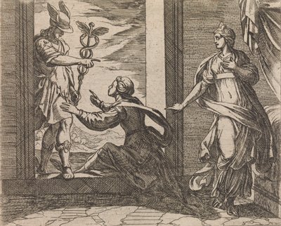 Mercure transformant Aglauros en pierre Aglauros a Mercurio en lapidem transfor..., Publié après 1606 - Antonio Tempesta
