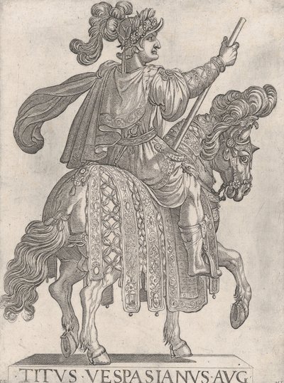 Titus Vespasien à cheval face à droite de la série 