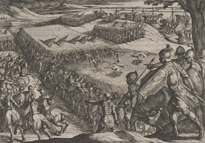 Les Romains vaincus près du Rhin, de La Guerre des Romains contre les Bataves - Antonio Tempesta