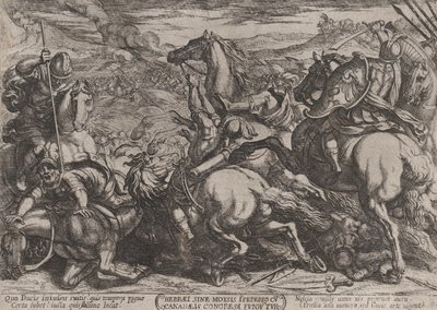 Planche 6 : Les Israélites vaincus par les Cananéens pour avoir désobéi à Moïse..., ca. 1590-ca. 1610 - Antonio Tempesta