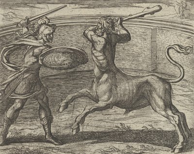 Thésée et le Minotaure Minotaurum Theseus vincit, des Métamorphoses, publié après 1606 - Antonio Tempesta