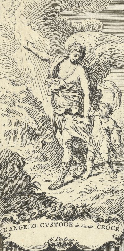 Un ange guidant un jeune garçon et gesticulant vers les nuages, vers 1708-82 - Antonio Visentini