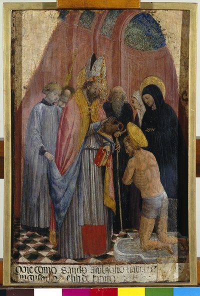 Saint Ambroise baptise Saint Augustin, c.1441 (tempera sur panneau) - Antonio Vivarini