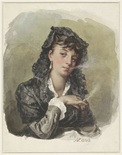 Jeune femme avec une cigarette - Antonio Zona