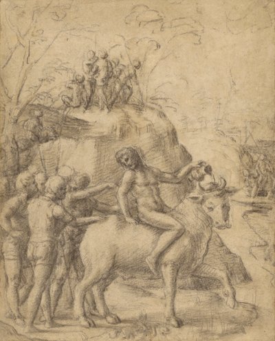 Correggio - Un homme montant un taureau et d