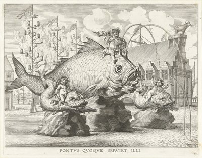 Spectacle avec Triton sur un poisson géant; entrée de Ferdinand à Gand en 1635 - Antony van der Does