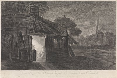 Scène nocturne avec deux figures dans une cabane - Antoon Overlaet