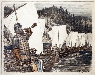 Yermak Timofeyevitch sur la rivière Irtych - Apollinari Mikhailovich Vasnetsov