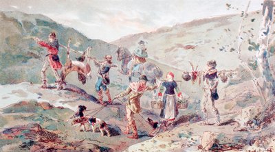 Partie de chasse du XIIIe siècle avec porteurs - Armand Jean Heins