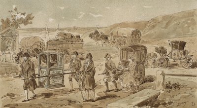Chaise à porteurs, chariot lourd, vinaigrette et coupé, Pays-Bas autrichiens, XVIIIe siècle - Armand Jean Heins