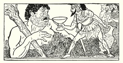Ulysse offrant une coupe de vin au géant Polyphème - Armand Joseph Bonamy