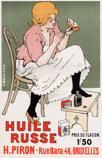Mode de vie. Mode. Huile russe, réparation de chaussures. Affiche par Armand Rassenfosse, Belgique, vers 1895 - Armand Rassenfosse