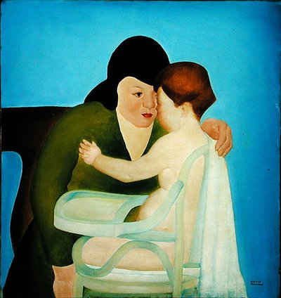 Femme avec enfant dans une chaise haute - Arnold Aaron Friedman
