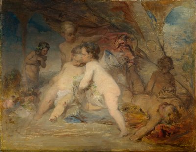 Putti et un jeune Éros dans une clairière forestière - Arnold Böcklin