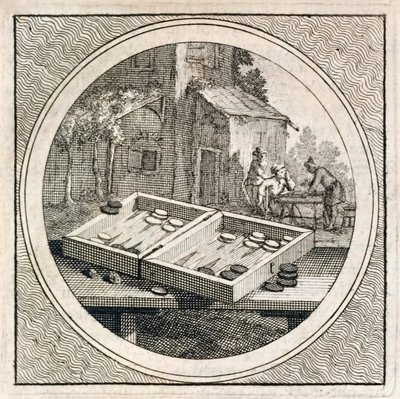 Jeu de backgammon et joueurs de Stichtelyke Zinnebeelde - Arnold Houbraken