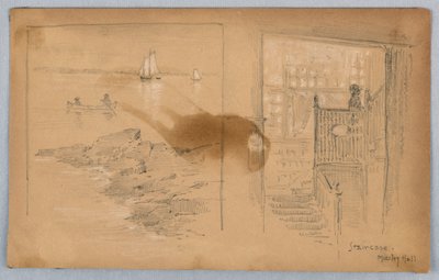 Esquisse de paysage et escalier - Arnold William Brunner