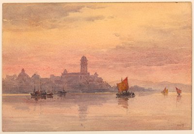 Coucher de Soleil sur des Voiliers - Arnold William Brunner