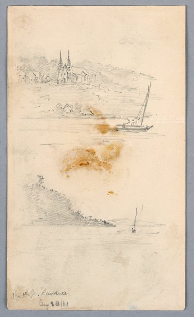 Deux Croquis de Voiliers à Saint-Laurent - Arnold William Brunner