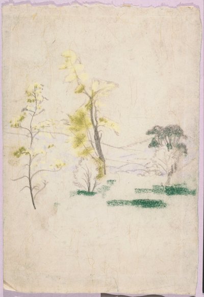Paysage avec trois arbres seuls du livre de A.B. Davies, édition 33, 50 - Arthur Bowen Davies