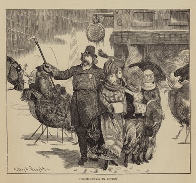 Amérique graphique, les Shakers, convoi de police à Boston - Arthur Boyd Houghton