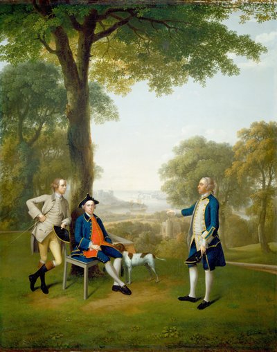 Arthur Holdsworth conversant avec Thomas Taylor et le capitaine Stancombe près de la rivière Dart, 1757 - Arthur Devis