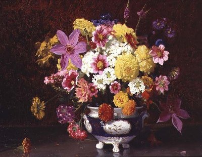 Nature morte avec lilas et chrysanthèmes - Arthur Herbert Buckland