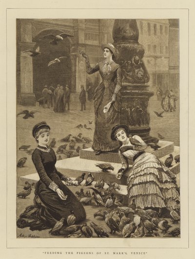 Nourrir les pigeons de Saint-Marc, Venise - Arthur Hopkins