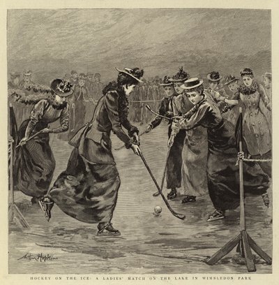 Hockey sur glace, un match de dames sur le lac de Wimbledon Park - Arthur Hopkins