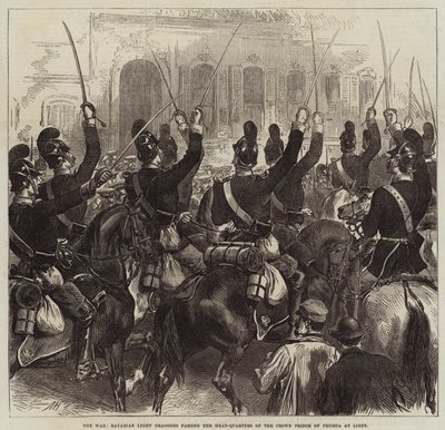 La Guerre, Dragons légers bavarois passant devant le quartier général du prince héritier de Prusse à Ligny - Arthur Hopkins