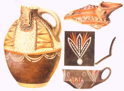 Reproductions de coupes et fragments colorés de Knossos - Arthur John Evans