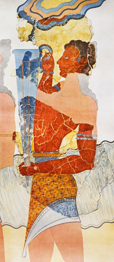 Reproduction de fresque représentant un échanson, tirée du Palais de Minos à Knossos - Arthur John Evans