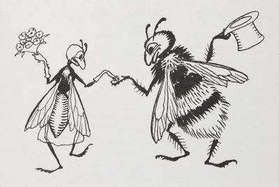 Une mouche et une abeille se mariant - Arthur Rackham