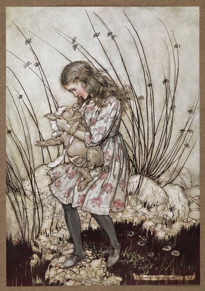 Alice et le cochon habillé en bébé - Arthur Rackham