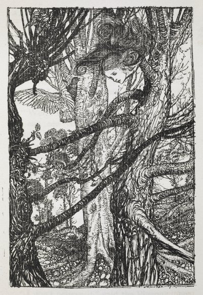 Alice en serpent parlant à un pigeon - Arthur Rackham