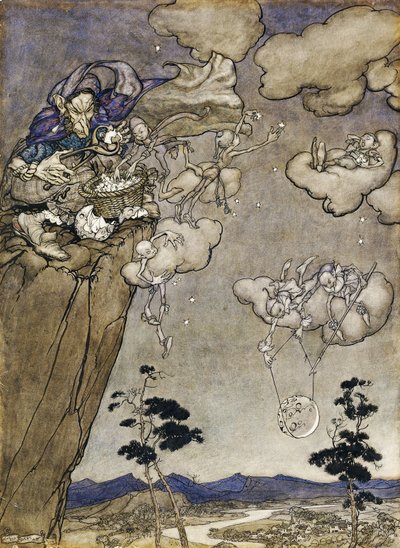 Illustration de Rip van Winkle : "Ils étaient gouvernés par un vieil esprit squaw", 1904 - Arthur Rackham