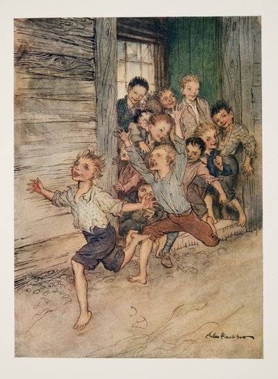 Éclatant comme une légion de jeunes diablotins, de La Légende de Sleepy Hollow par Washington Irving (1783 - 1859), pub. 1928 - Arthur Rackham