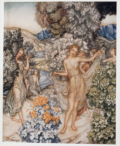 Come, temperate nymphs, and help to celebrate a contract of true love, illustration de La Tempête de William Shakespeare, pub. 1926 - Arthur Rackham
