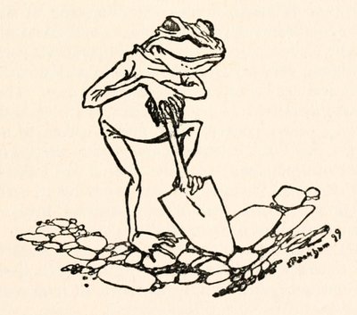Grenouille avec une pelle de Les Voyages de Gulliver par Jonathan Swift - Arthur Rackham