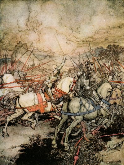 Comment Arthur tira son épée, Excalibur, pour la première fois, illustration de 