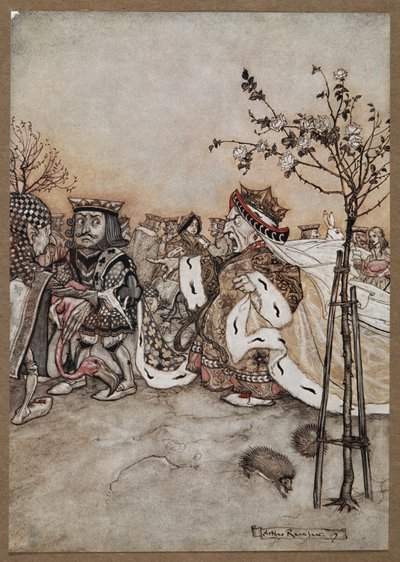 La Reine de Cœur criant en colère après le jeu de croquet - Arthur Rackham