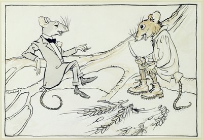 La souris de la ville et la souris des champs, illustration des Fables d