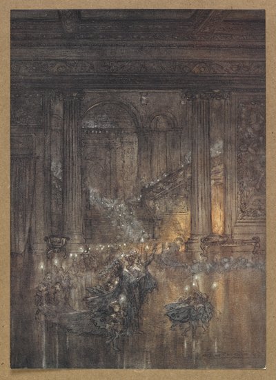 À travers la maison donne une lumière vacillante par le feu mort et somnolent