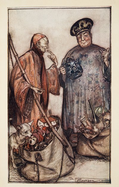 Deux de ces sages ?.Comme des colporteurs parmi nous, de Les Voyages de Gulliver par Jonathon Swift (1667 - 1745), pub. 1909 - Arthur Rackham
