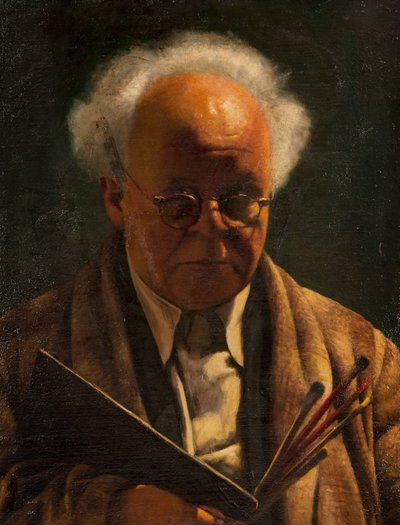 Autoportrait avec palette et pinceaux - Arthur Segal