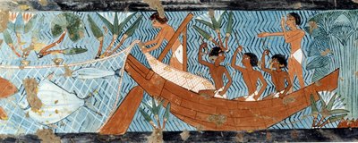 Art Égypte : Pêche dans la Seine. Fac simile reproduit de la tombe de d