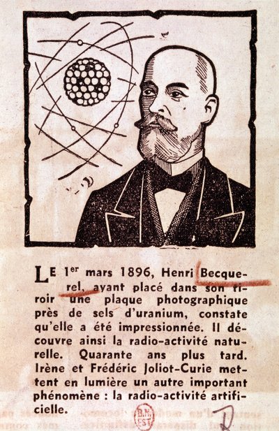 BECQUEREL Antoine Henri Ingénieur français, physicien, prix Nobel : Portrait (dessin) - Artist Unknown