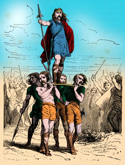 Gravure - Le chef gaulois porte le triomphe sur son bouclier (gravure) - Artist Unknown